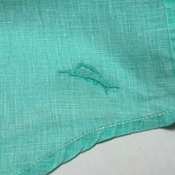 Tommy Bahama mint green all linen casual long sleeves shirt. Size XL - Picture 3 of 7